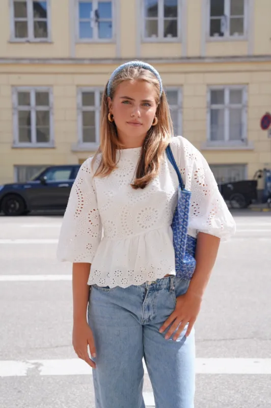 "Dazzle" blouse white sold by Meet Me There