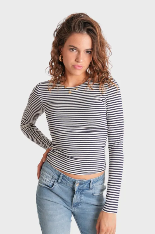 "Muse" top striped navy sold by Meet Me There