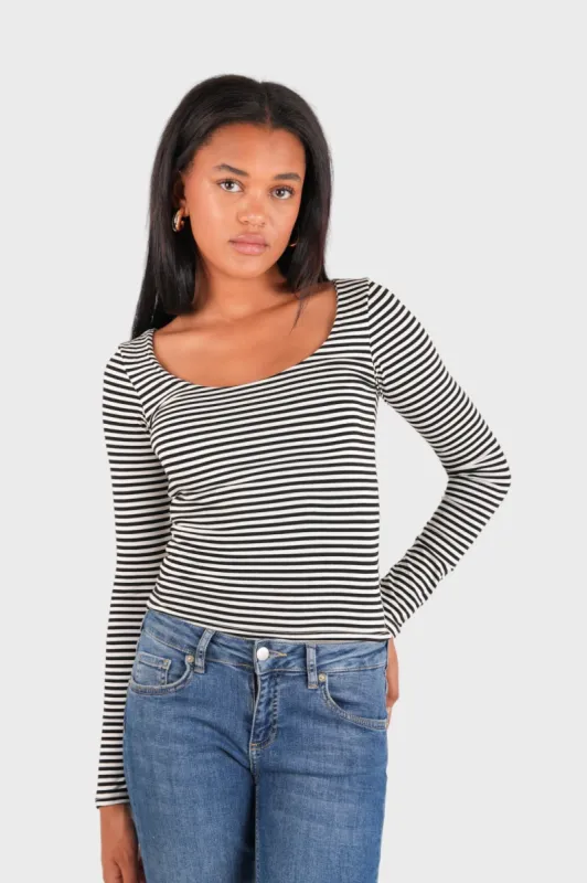"Nola" top striped black sold by Meet Me There