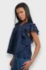 "Flora" blouse navy sold by Meet Me There