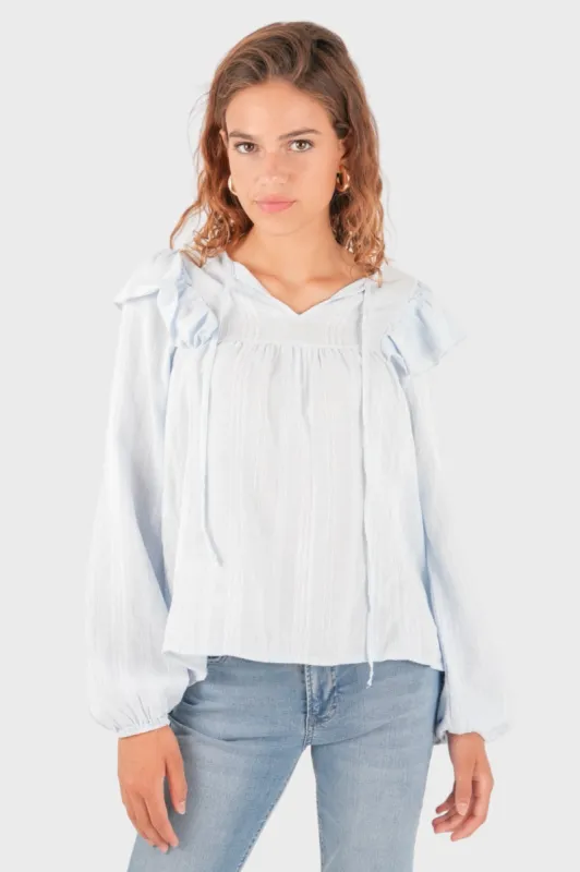 "Chloe" blouse light blue sold by Meet Me There