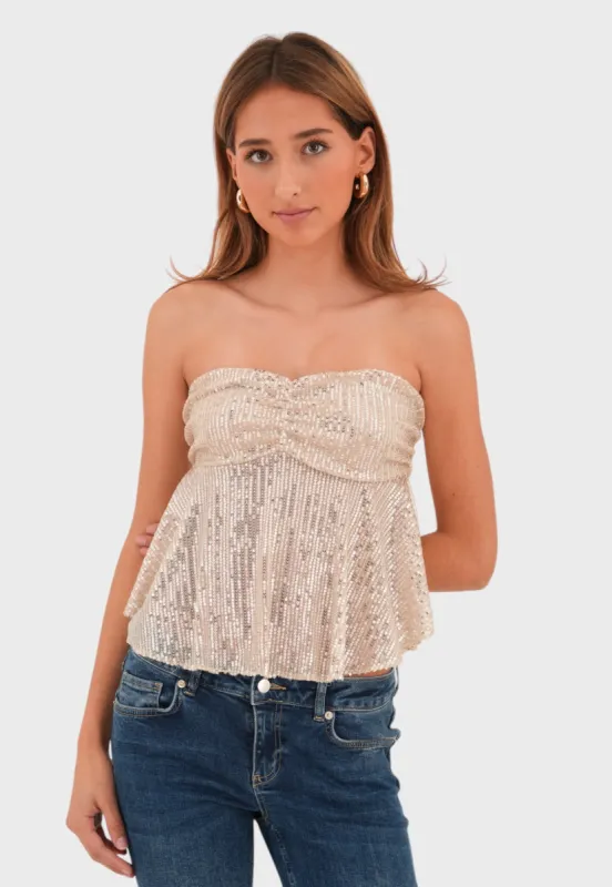 "Shimmer" top champagne sold by Meet Me There