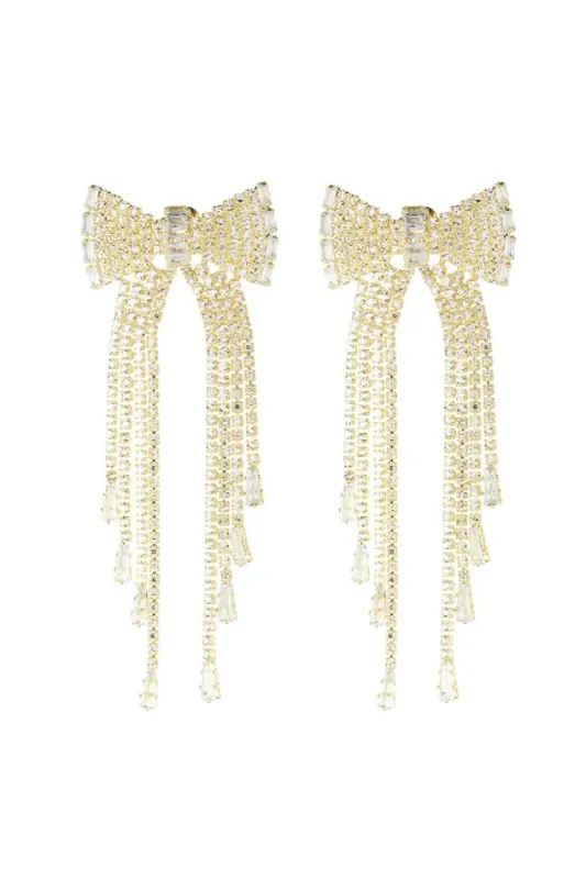 "Shiny bow" earrings gold sold by Meet Me There