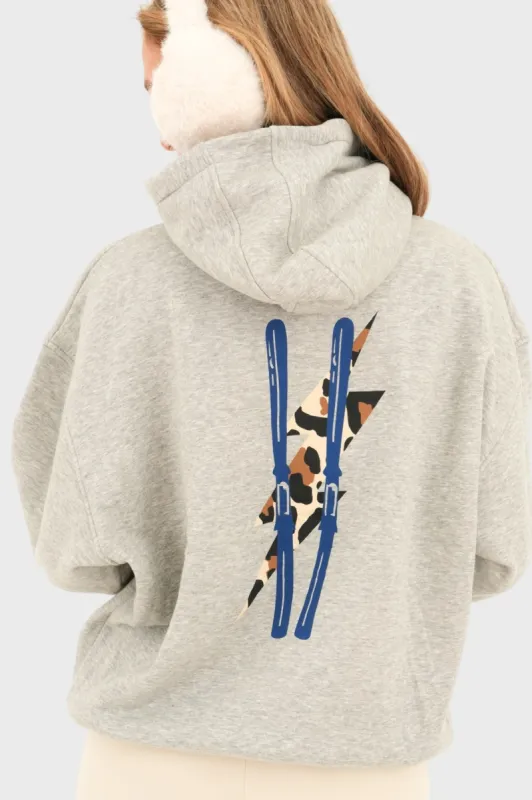 "Leopard ski" hoodie grey sold by Meet Me There