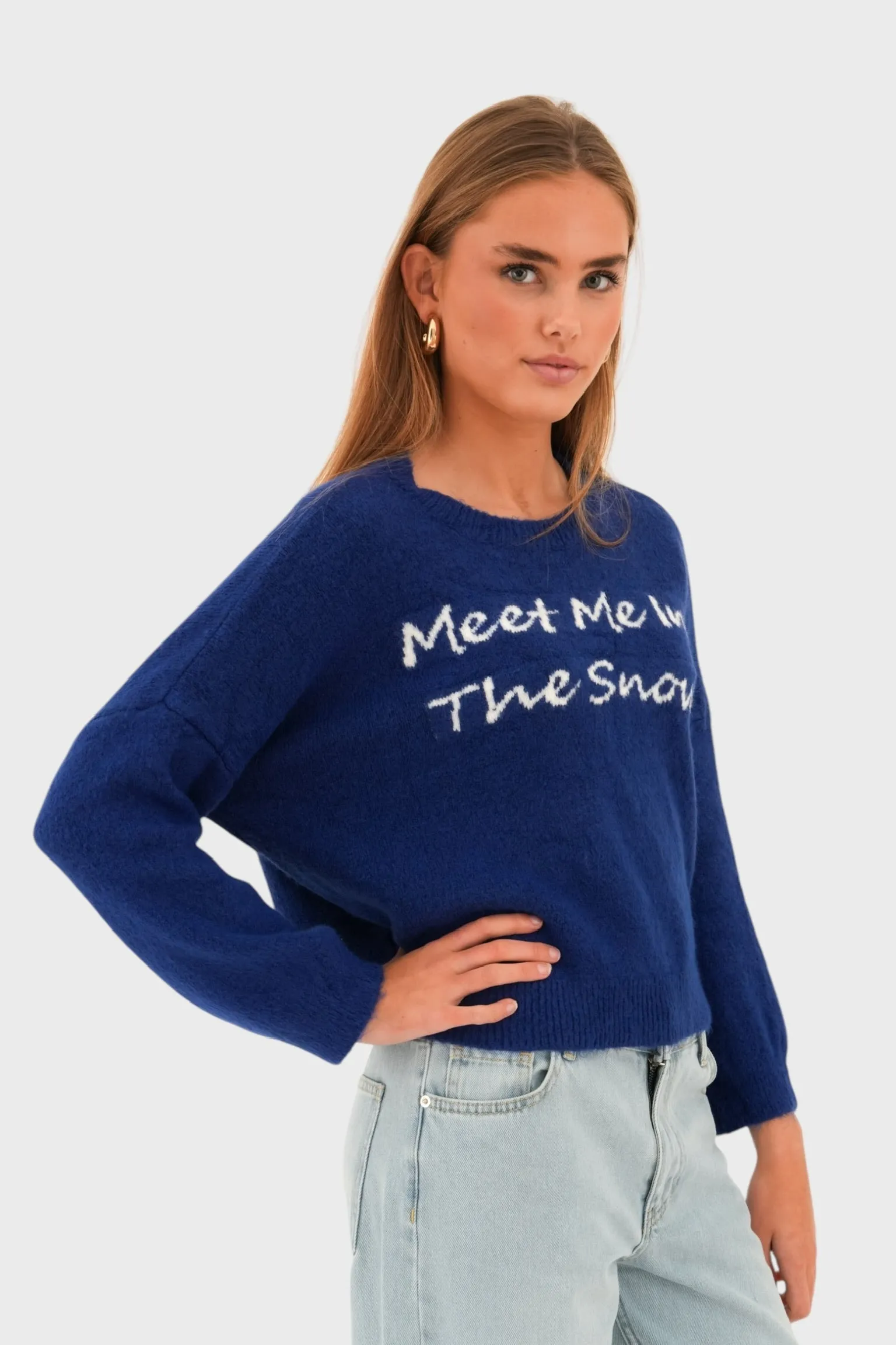 "Meet me in the snow" sweater blue sold by Meet Me There product image thumbnail 3