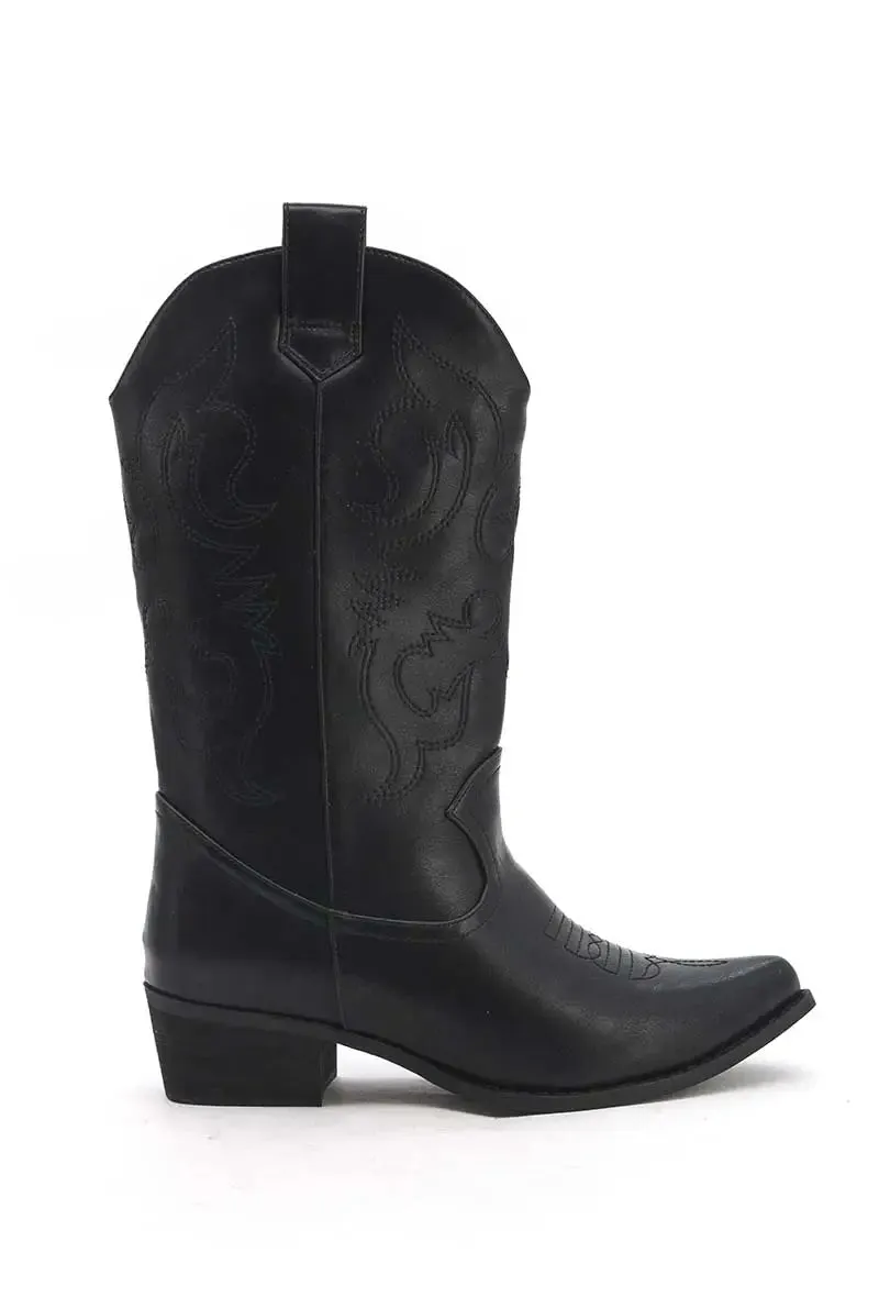 "Cowboy" boots black sold by Meet Me There