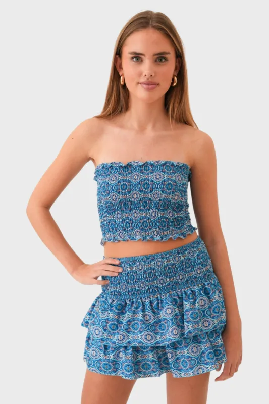 “Tulum” tube top blue sold by Meet Me There