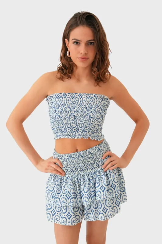 "Florence" tube top blue sold by Meet Me There