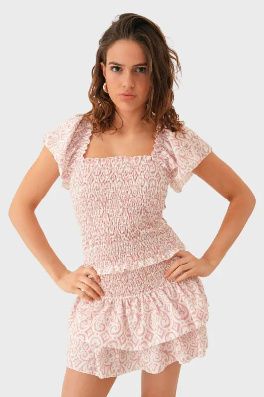 "Florence" ruffle top pink sold by Meet Me There