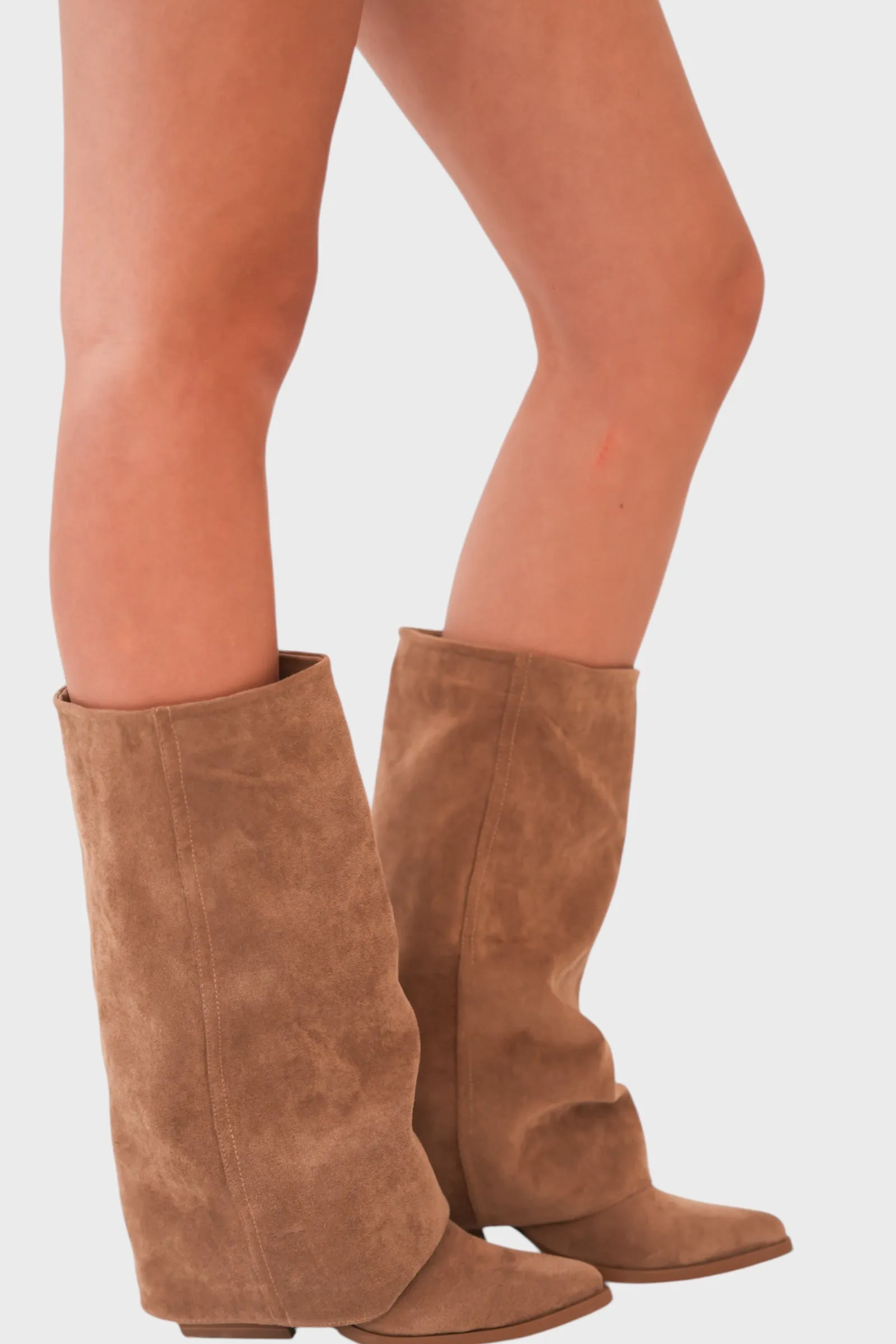 "Suede" boots taupe sold by Meet Me There
