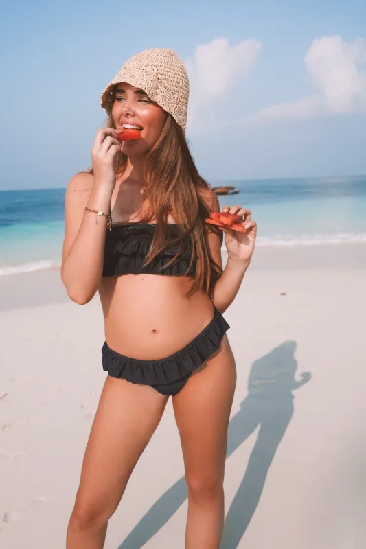 "Ruffle" bikini bottom navy sold by Meet Me There