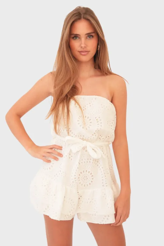 "Sunshine" playsuit white sold by Meet Me There