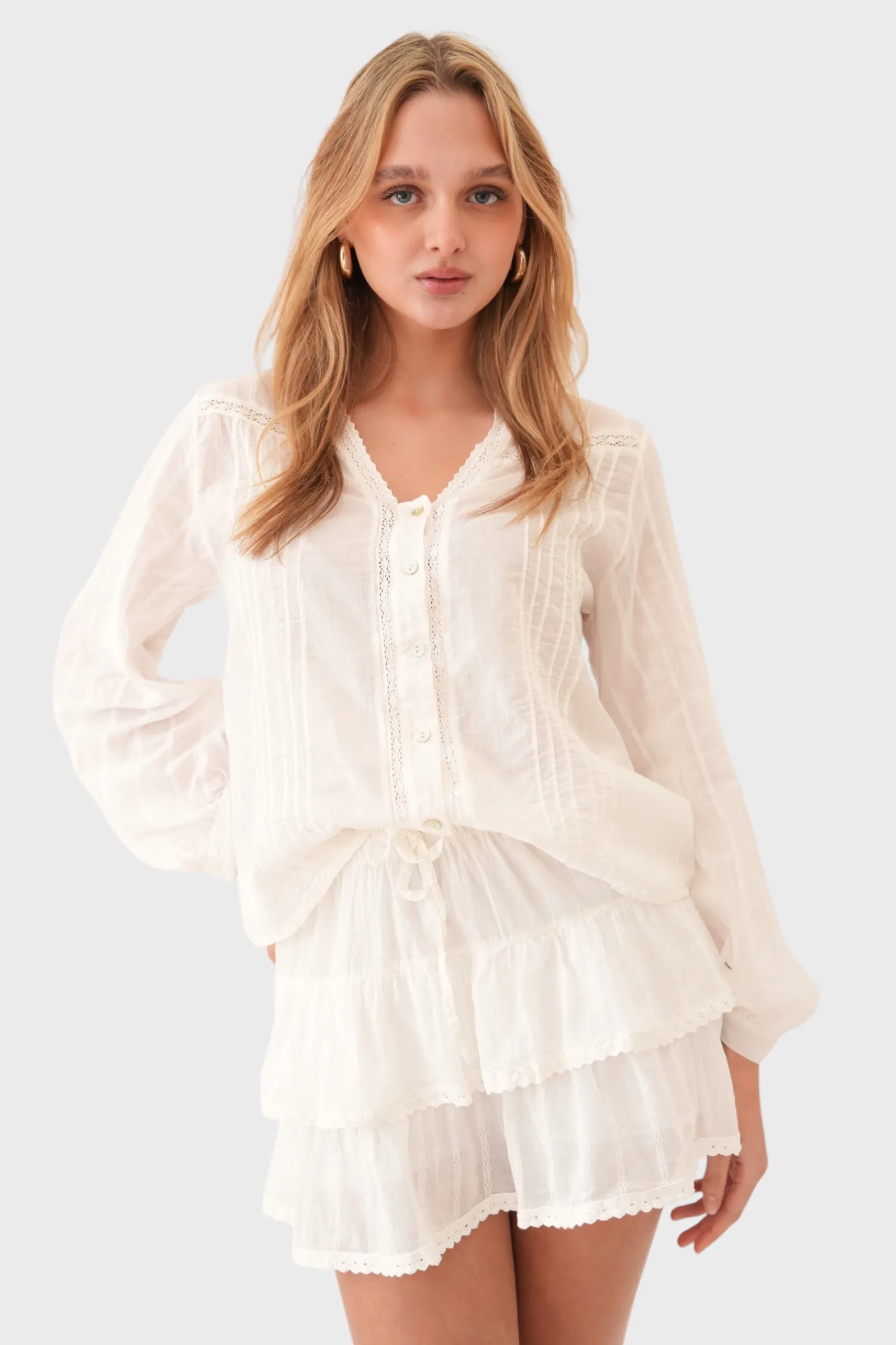 "Olivia" blouse white sold by Meet Me There