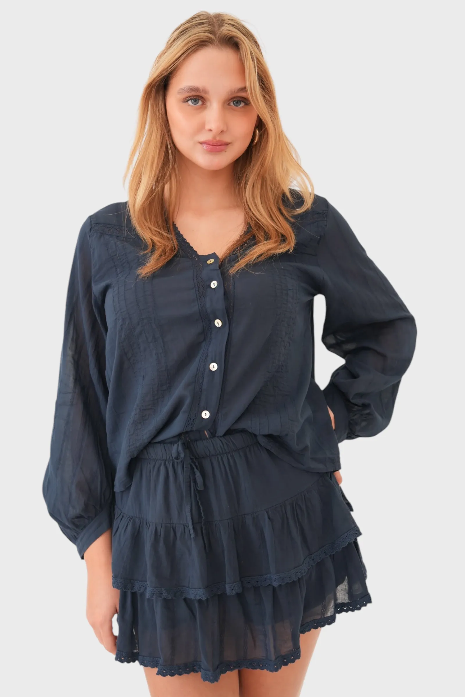"Olivia" blouse navy sold by Meet Me There product image thumbnail 2
