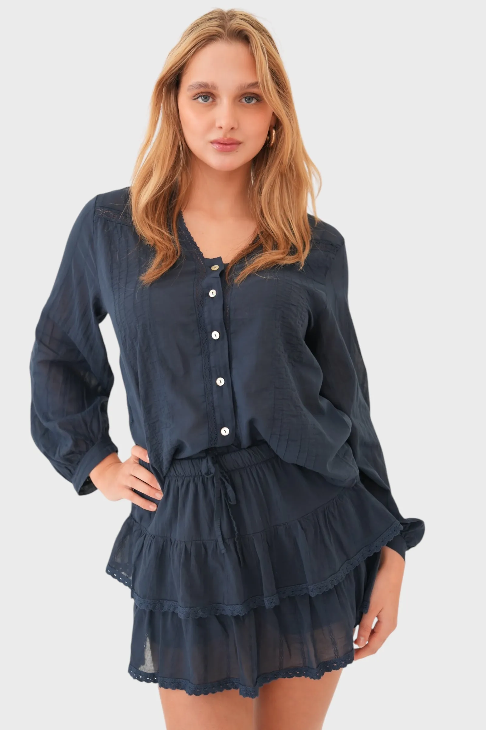 "Olivia" blouse navy sold by Meet Me There product image thumbnail 3