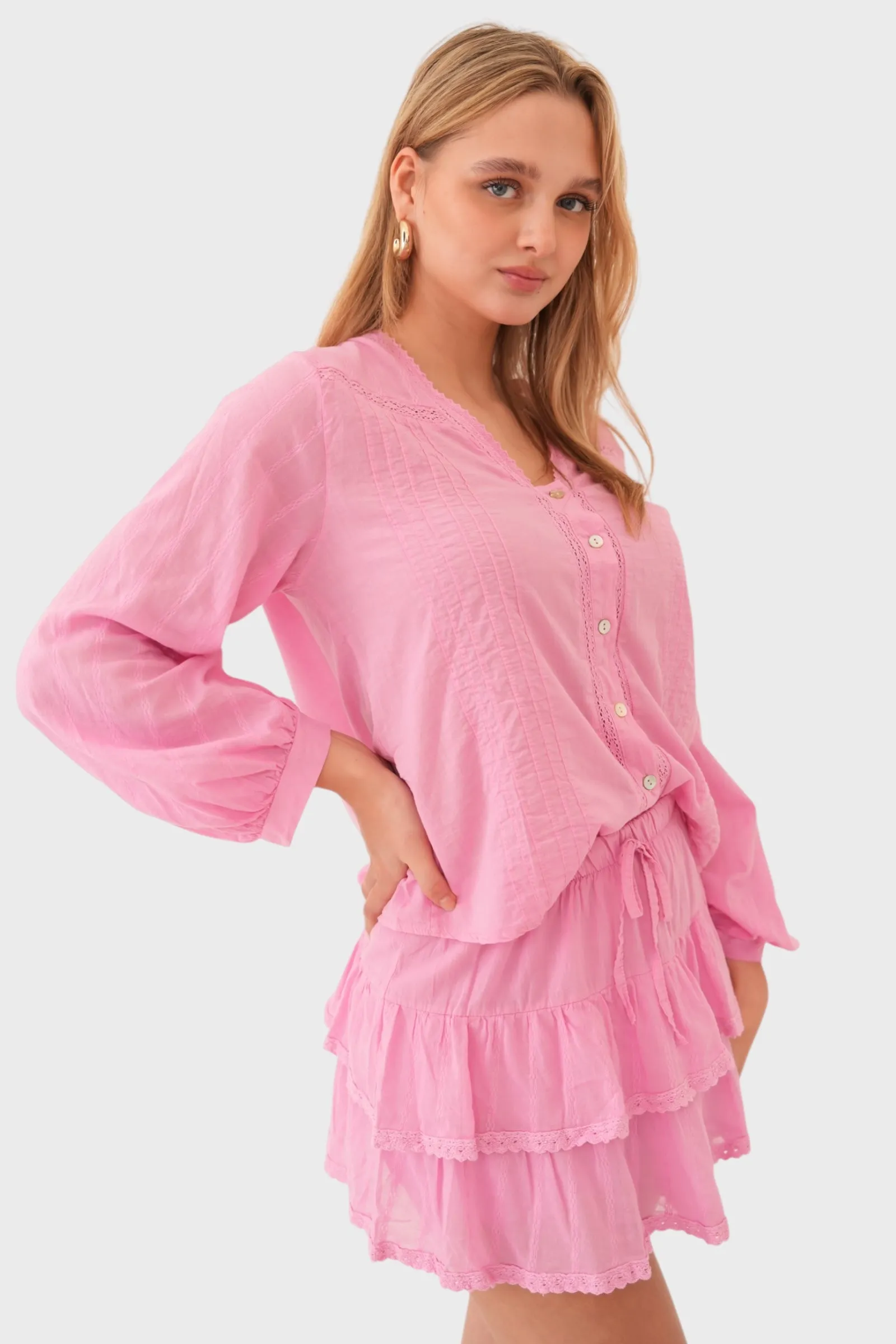 "Olivia" blouse pink sold by Meet Me There product image thumbnail 3