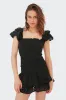 "Daydream" ruffle top black sold by Meet Me There