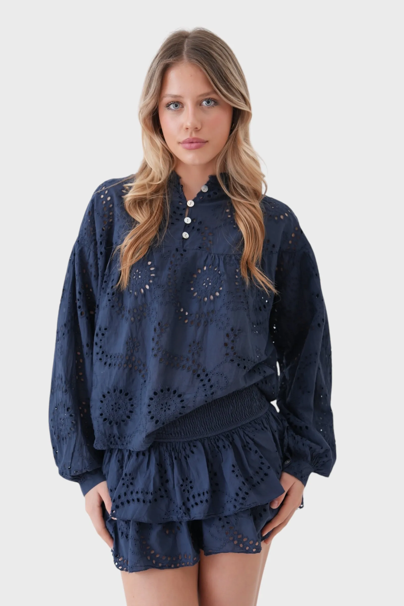 "Daydream" blouse navy sold by Meet Me There
