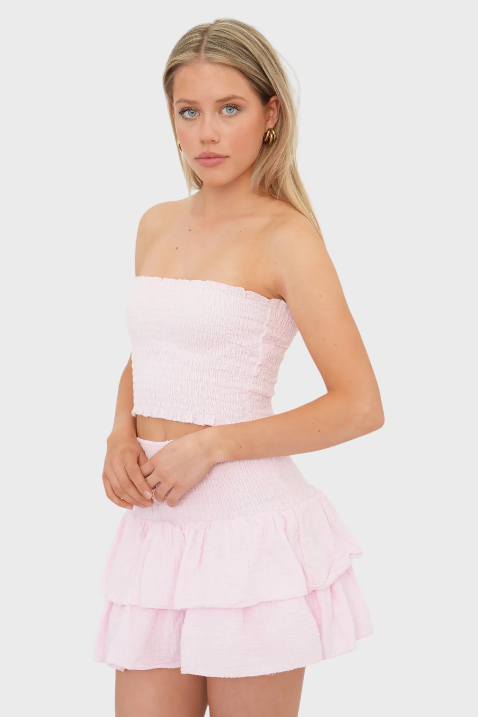 "Capri" tube top light pink sold by Meet Me There