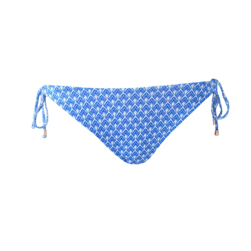 "Island" tied bikini bottom blue sold by Meet Me There