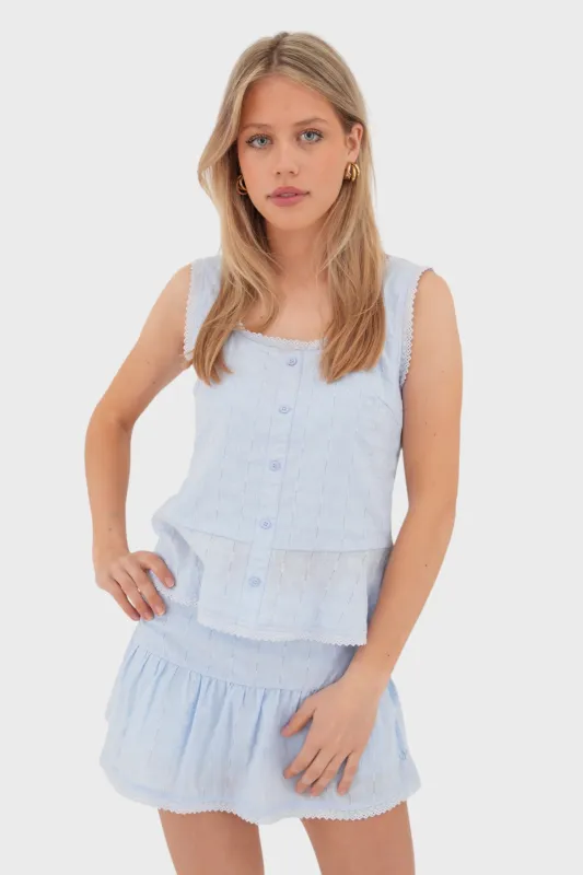 "Bliss" top light blue sold by Meet Me There