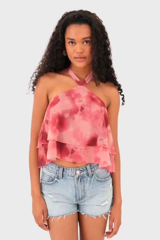 "Coastal" top coral red sold by Meet Me There