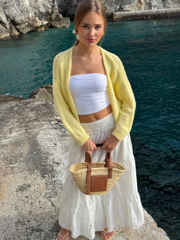 "Keep me warm" vest petite light yellow sold by Meet Me There