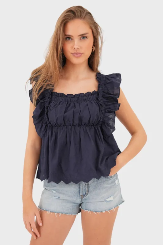 "Rome" blouse navy sold by Meet Me There