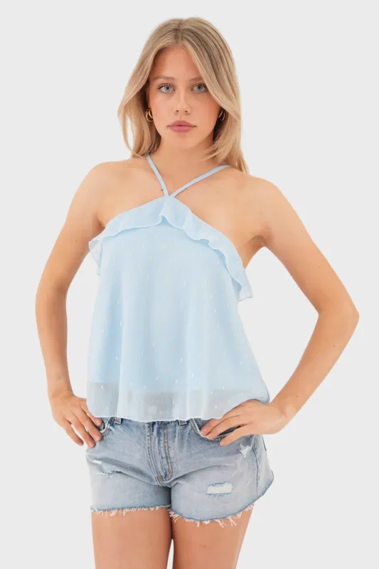 "Sunlit" top blue sold by Meet Me There