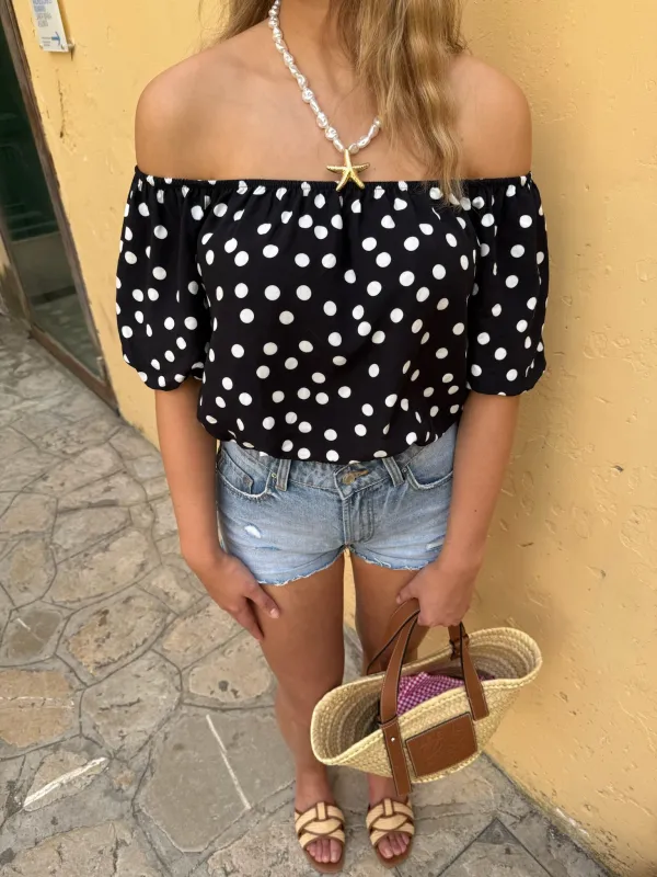 "Dots" blouse black sold by Meet Me There