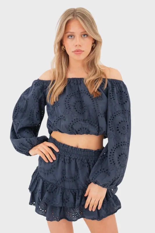 "Fleur" blouse navy sold by Meet Me There