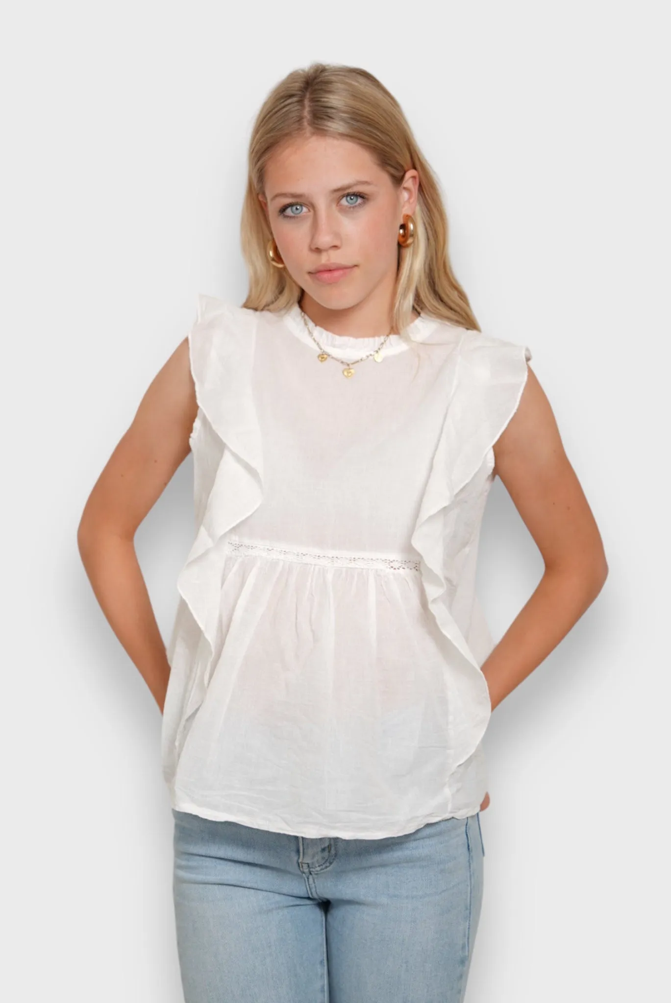 "Stella" blouse white sold by Meet Me There