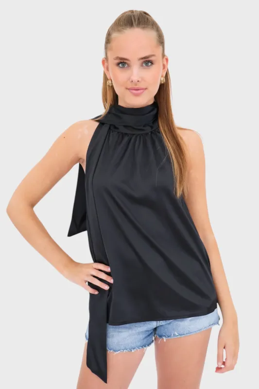"Satin" top black sold by Meet Me There