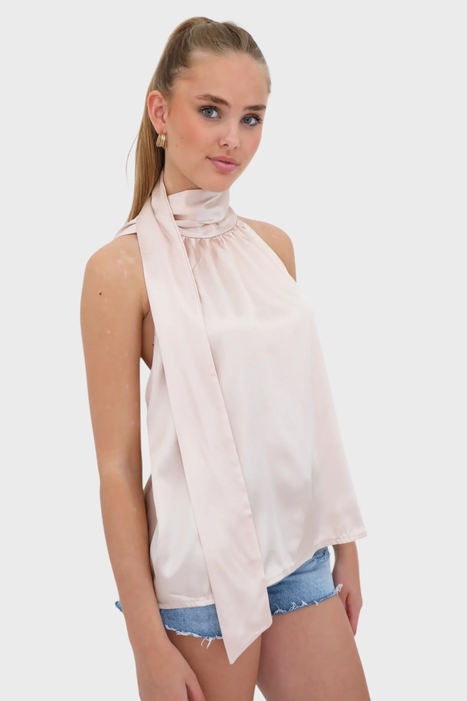 "Satin" top champagne sold by Meet Me There