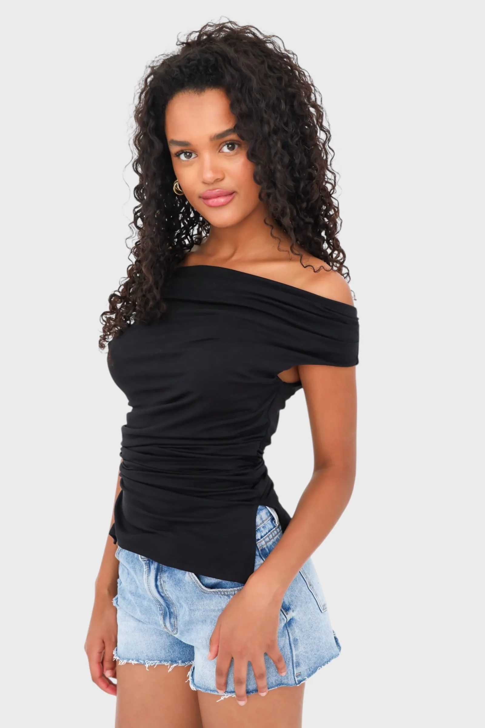 "Shoulder" top black sold by Meet Me There