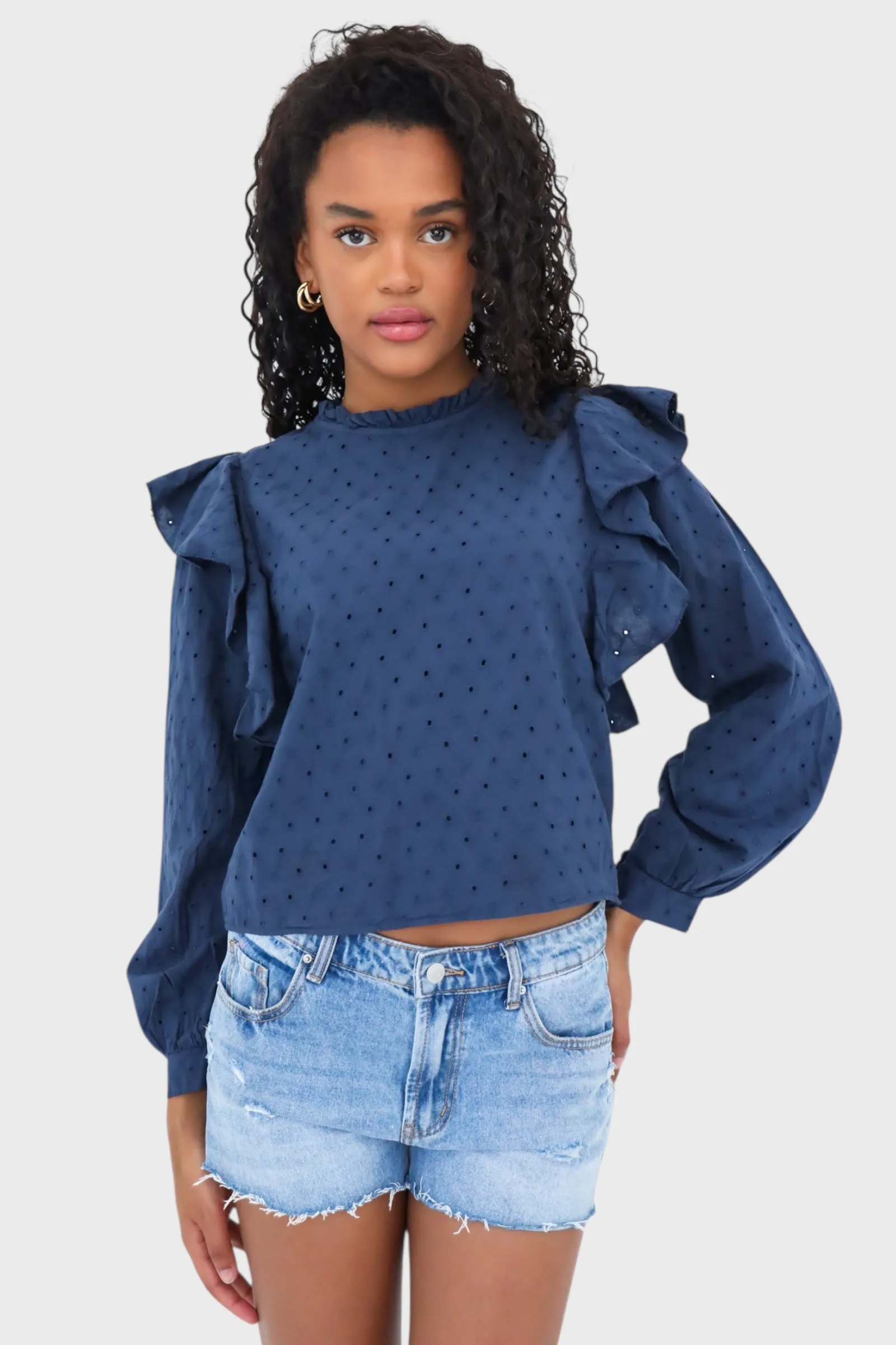"Flowy" blouse navy sold by Meet Me There