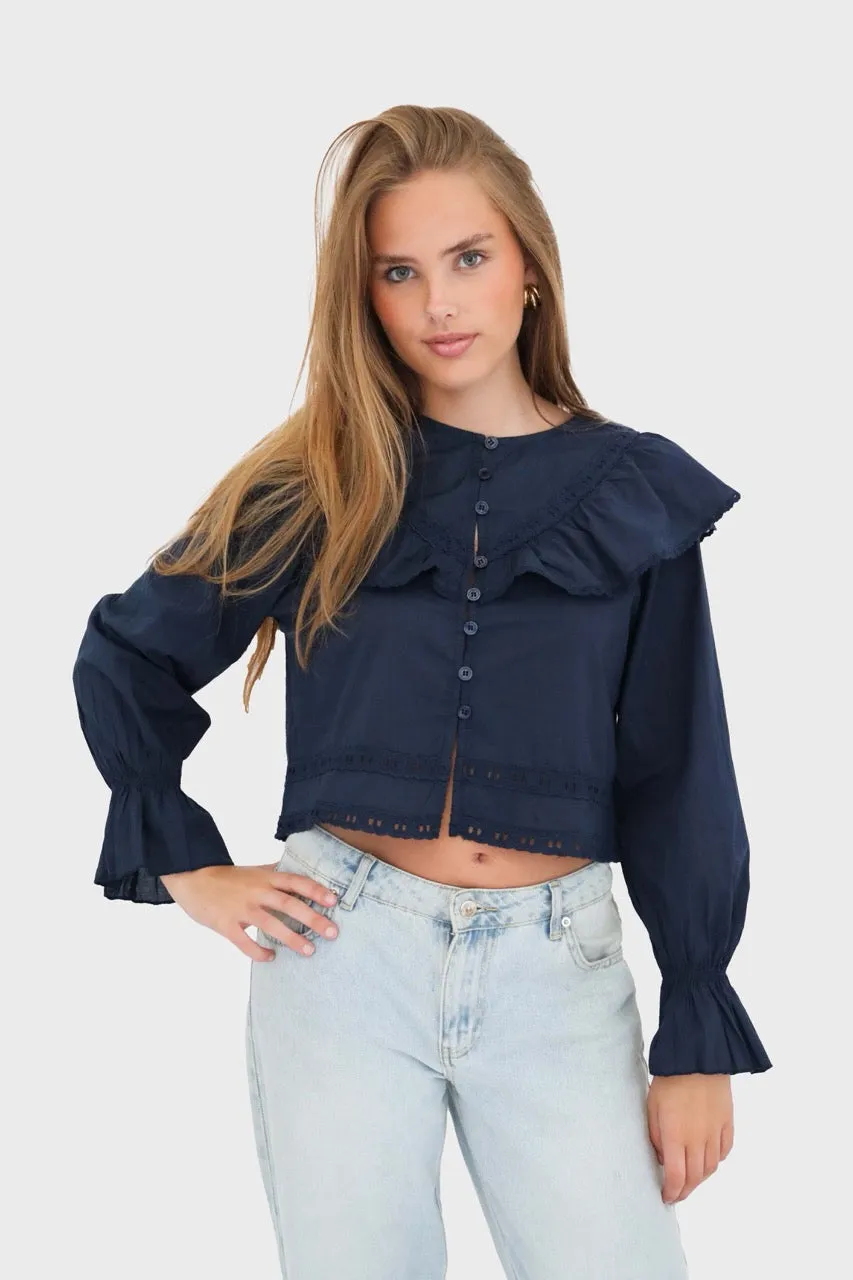 "Sweden" blouse navy sold by Meet Me There product image thumbnail 2