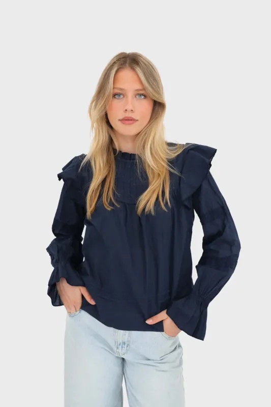 "France" blouse navy sold by Meet Me There