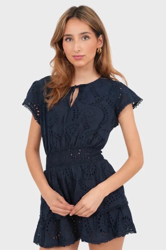 "Porto" dress navy sold by Meet Me There