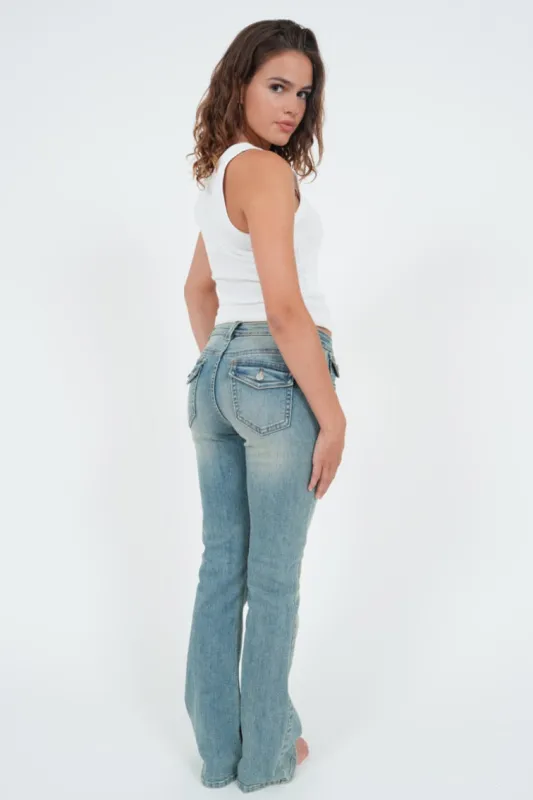"Flared" jeans light blue sold by Meet Me There