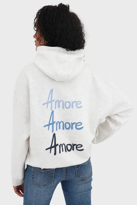 "Amore" hoodie grey sold by Meet Me There