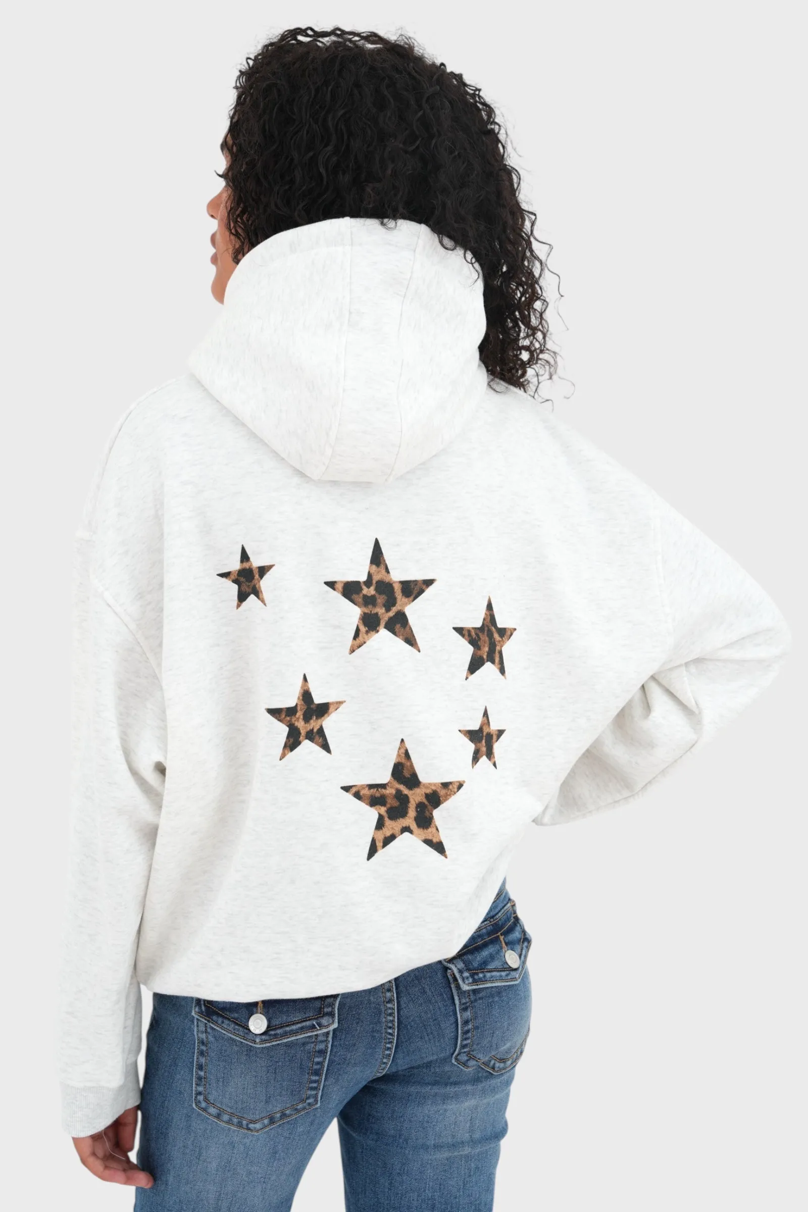 "Stars" leopard hoodie grey sold by Meet Me There