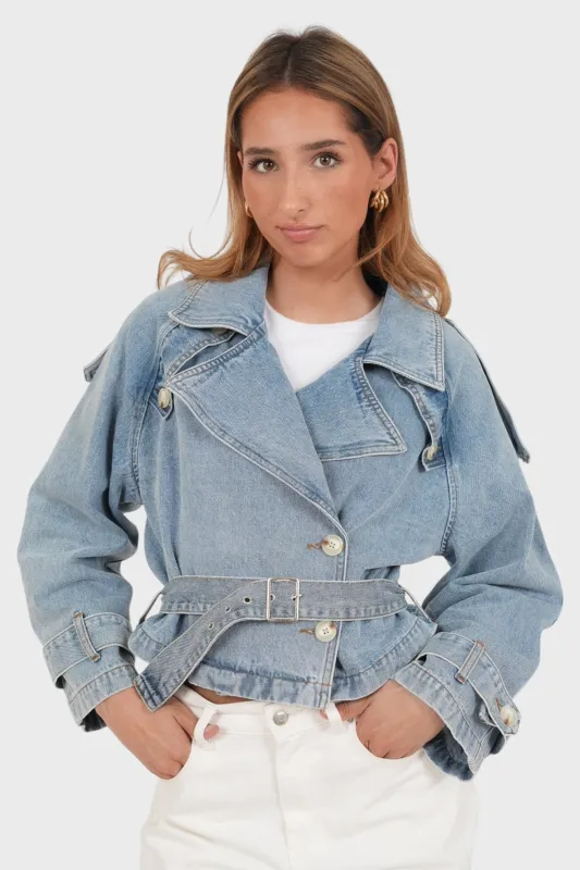 "Gigi" denim jacket blue sold by Meet Me There