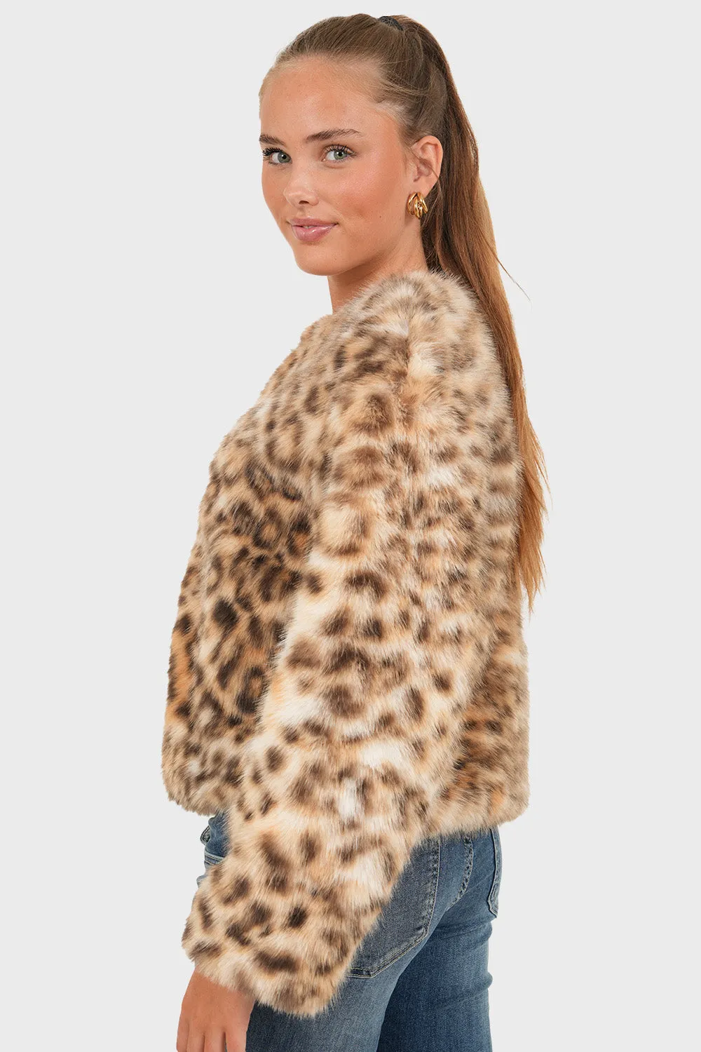 "Furry" leopard jacket sold by Meet Me There product image thumbnail 2