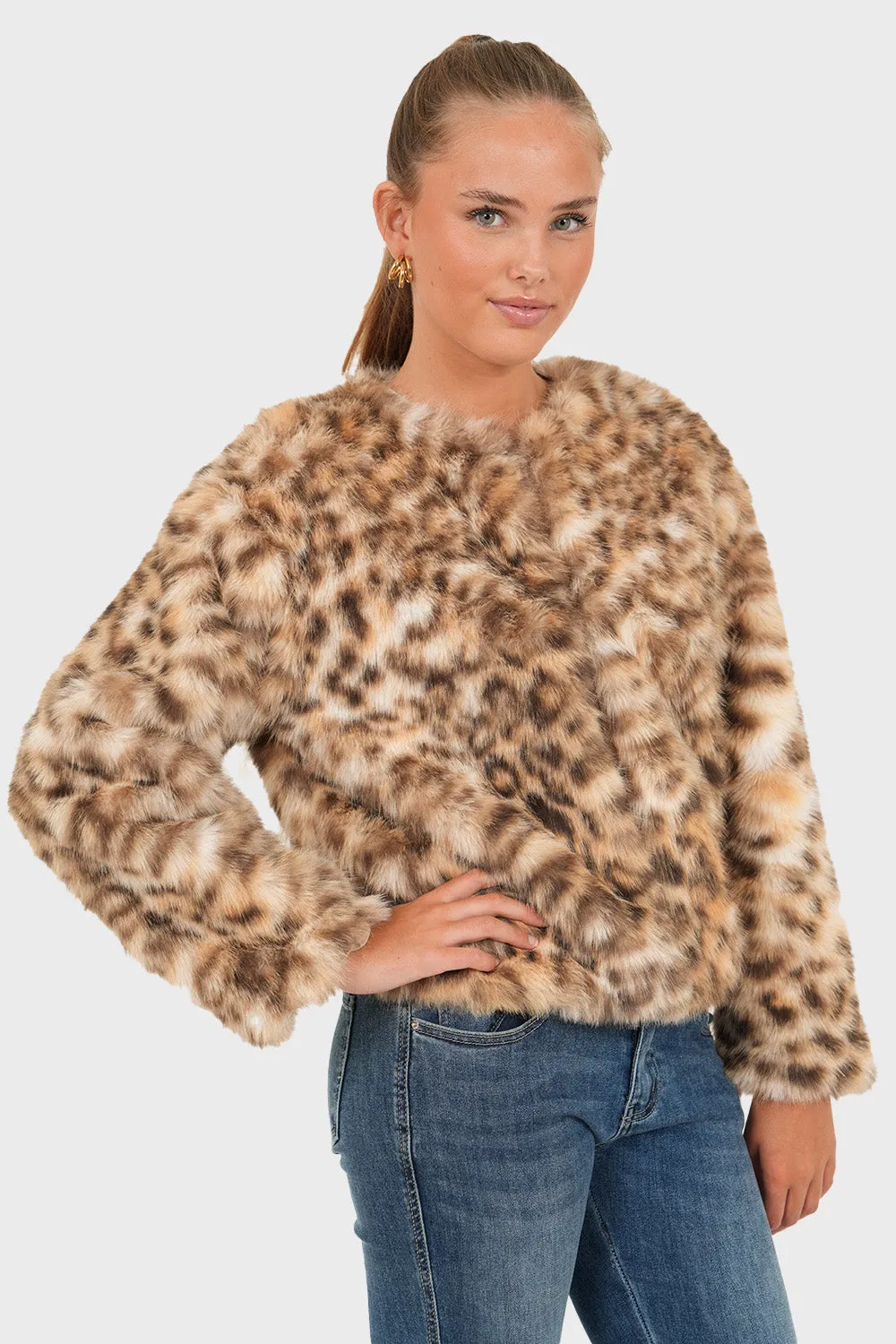 "Furry" leopard jacket sold by Meet Me There product image thumbnail 3