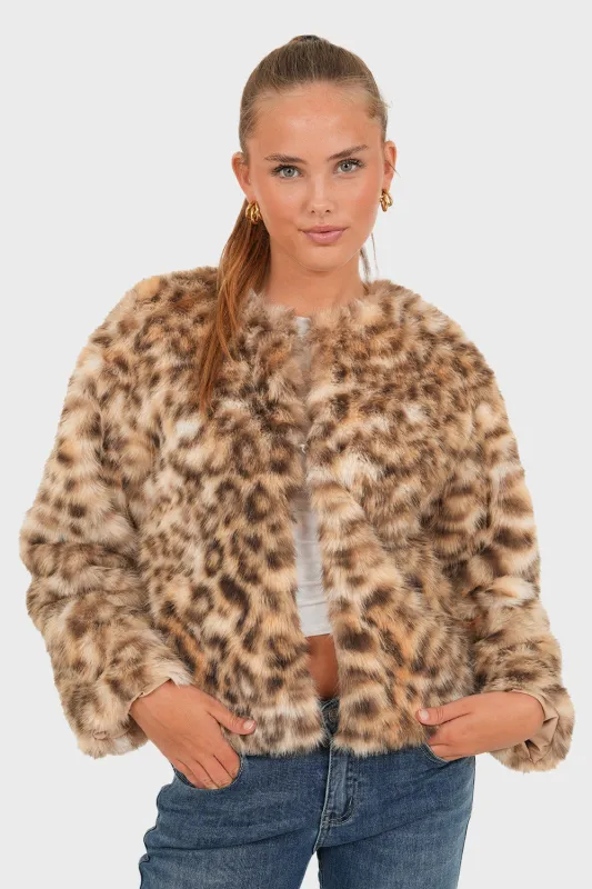 "Furry" leopard jacket sold by Meet Me There
