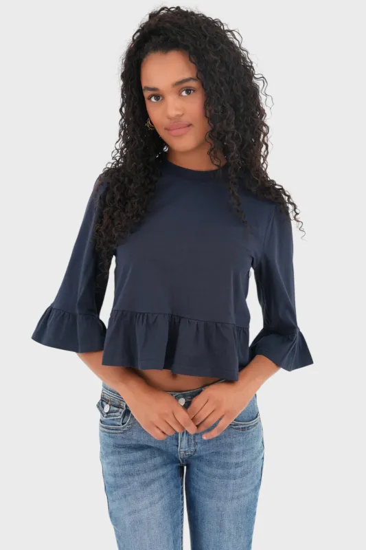 "Oslo" top navy sold by Meet Me There