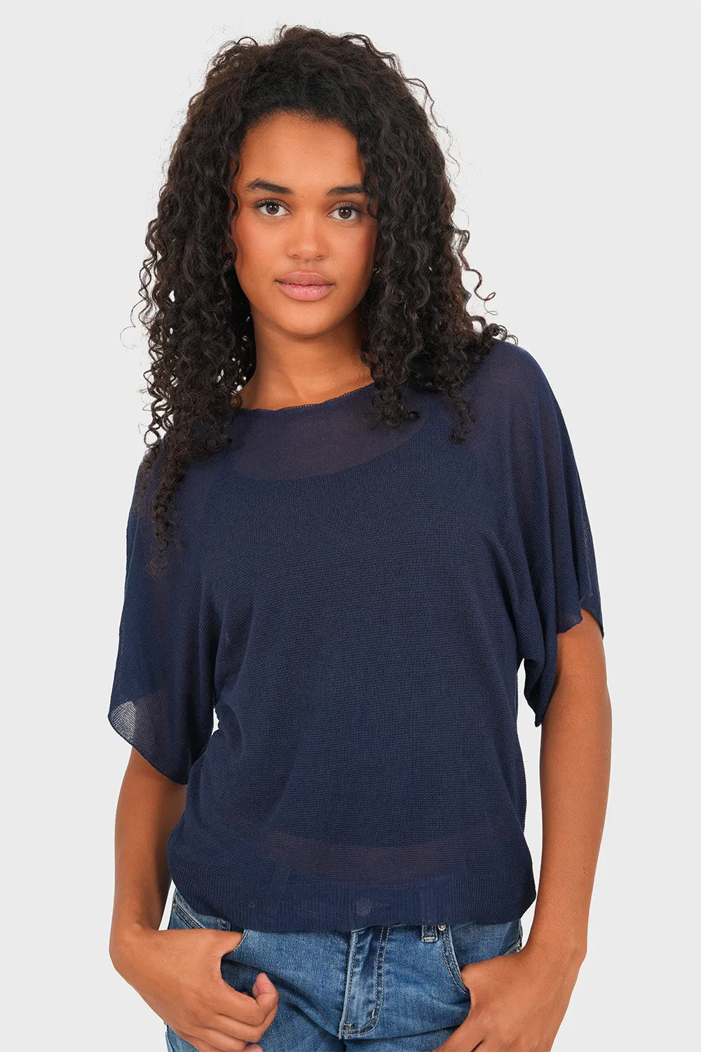 "Sky" top navy sold by Meet Me There