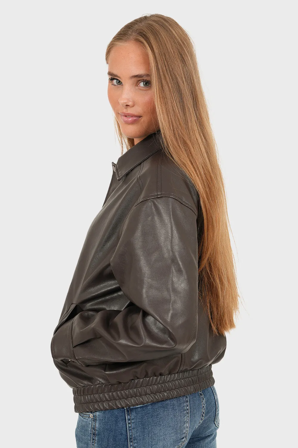 "Hazel" leather jacket brown sold by Meet Me There product image thumbnail 5