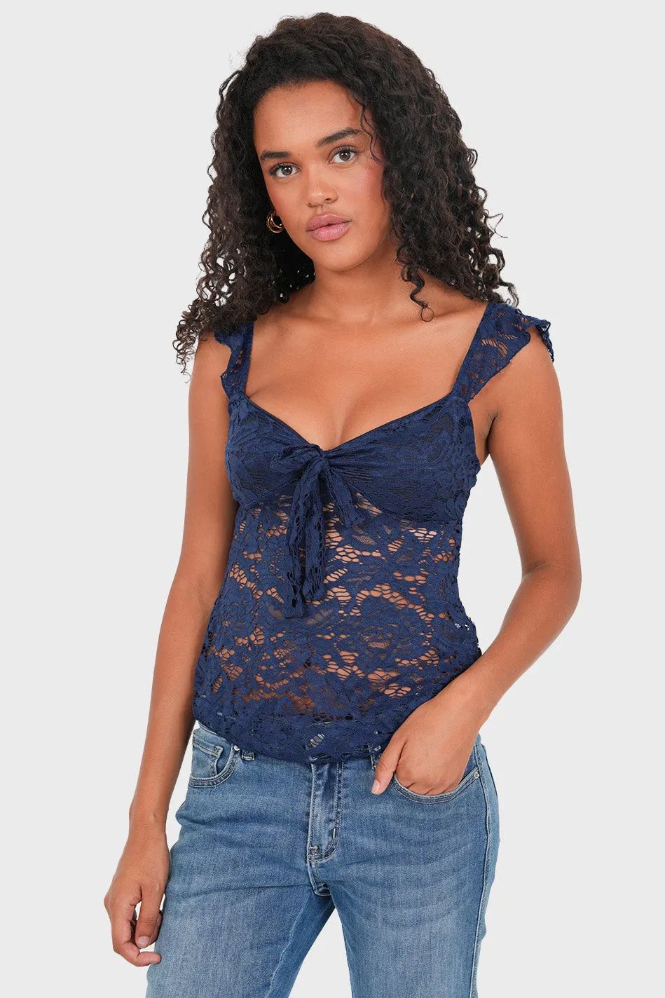 "Luna" top navy sold by Meet Me There